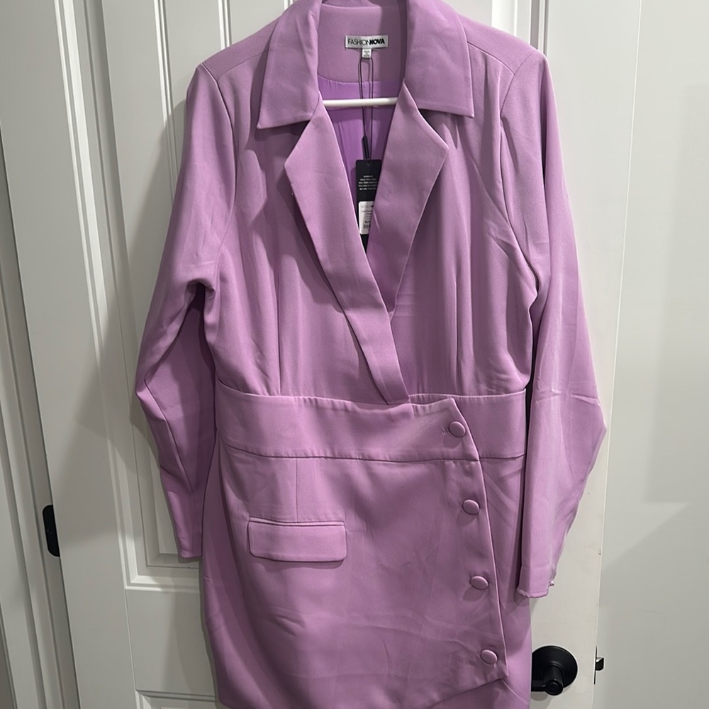 Lavender Button-Down Blazer Dress